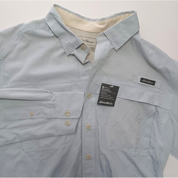 Eddie Bauer Guide Shirt UPF Vented Large Tall Roll Tab Sleeve Outdoors Fishing - Picture 1 of 13